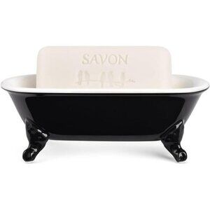 Ceramic Clawfoot Bathtub Soap Dish Tray Bathroom Kitchen Sponge Holder